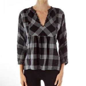 {Madewell} Flannel long sleeve peplum top